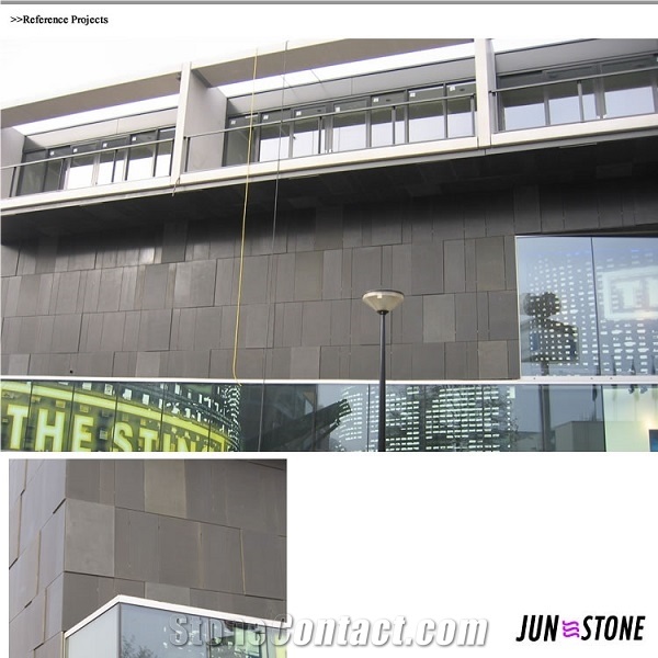 Natural Basalt Stone Stair Steps, Polished Surface Basalt Staircase