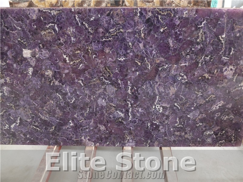 Amethyst Purple Agate Semi Precious Stone Slabs Tiles for Bathroom Vanity Top