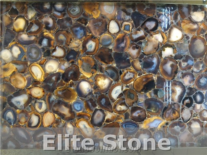 Brazil Grey Agate Semi Precious Stone Tiles Wall Panel