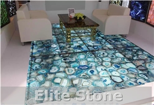 China Manufacturer Natural Blue Agate Composite Slab for Construct Decoration