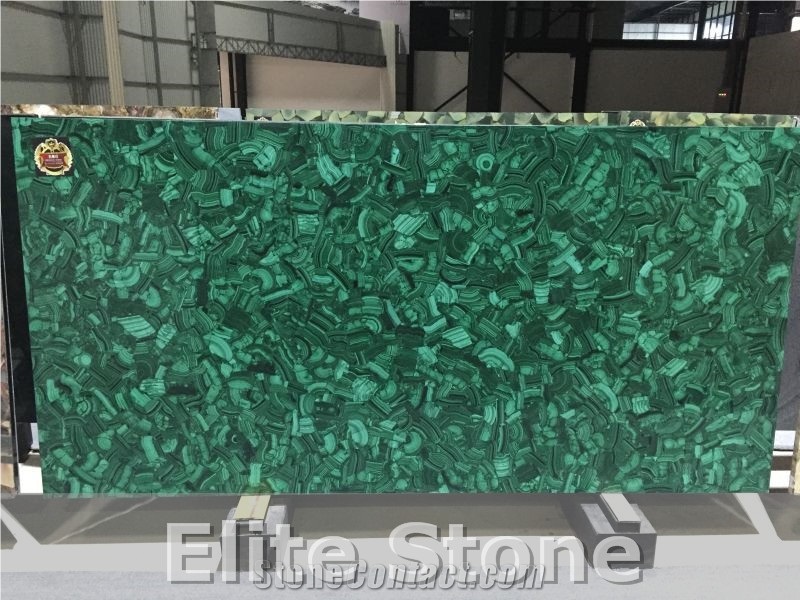 Luxury Stone Slabs Green Semi Precious Stone Tiles for High End Hotel and Villa Decoration