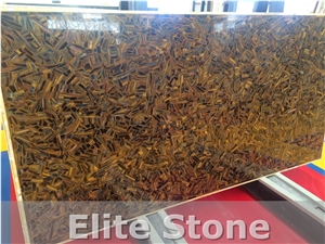 Yellow Golden Tiger Eye Semi Precious Stone Slab 2cm for Kitchen Countertop