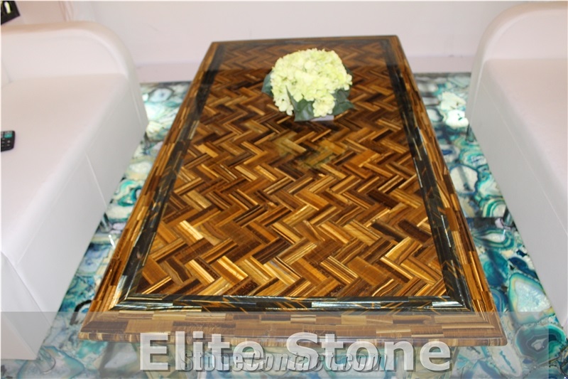 Yellow Golden Tiger Eye Semi Precious Stone Slab 2cm for Kitchen Countertop