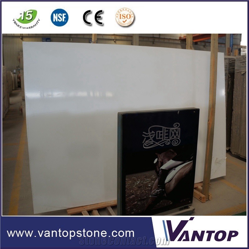 Jumbo Size Super Prime White Synthetic Marble Sheet for Bathroom Countertop