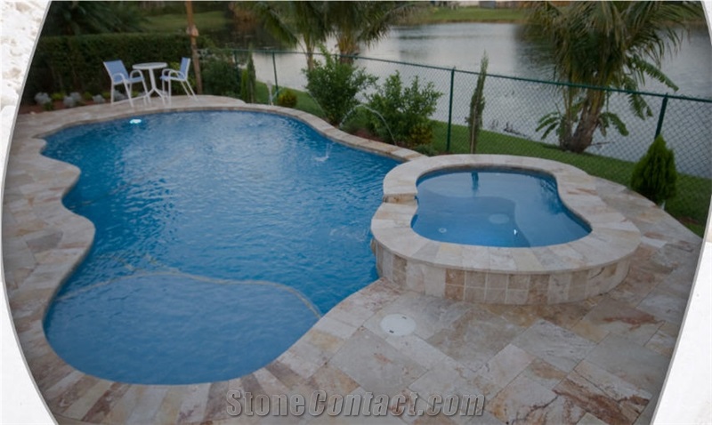 Scabos Travertine Pool Deck Pavers