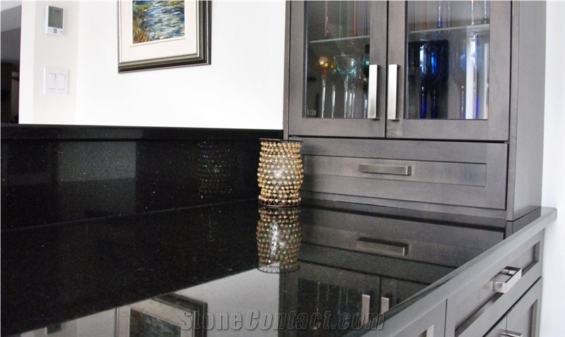 Black Galaxy Granite (Star Galaxy) India Slabs & Tiles, Polished Granite Floor Covering Tiles