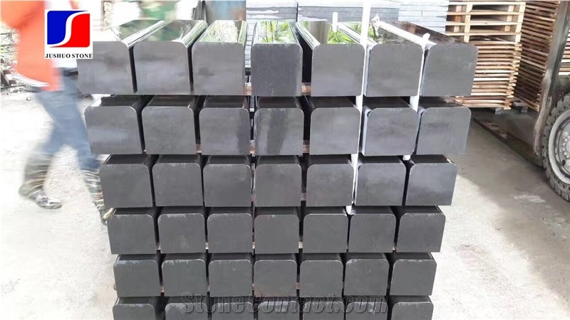 Hainan Black Basalt Kerbstone with Honeycomb,Black Andesitem in Machine Cut, Black Lava Stone,Sawn Cut Stone,Hainan Bluestone,Curbstone,Bevel Edge Curbs,Building Stone