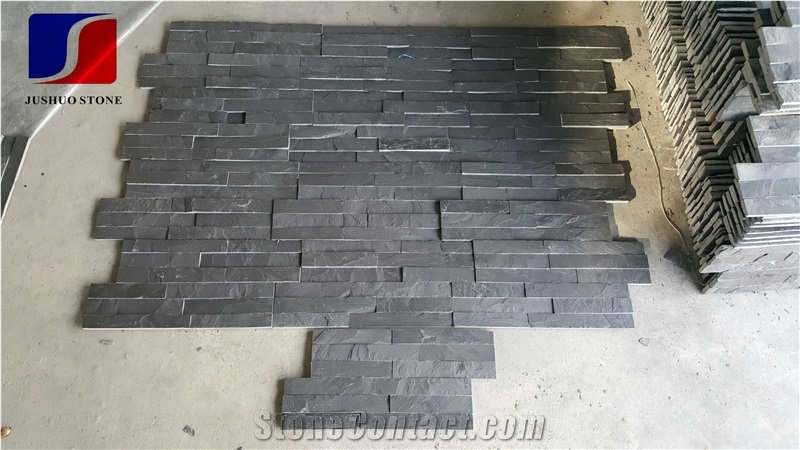 Split Face Stone,Black Slate,Wall Cladding Slate, China Black Cheap Slate Wall & Floor Covering Slate, Natural Building Stone Wall Decoration