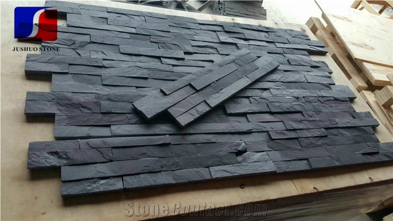 Split Face Stone,Black Slate,Wall Cladding Slate, China Black Cheap Slate Wall & Floor Covering Slate, Natural Building Stone Wall Decoration