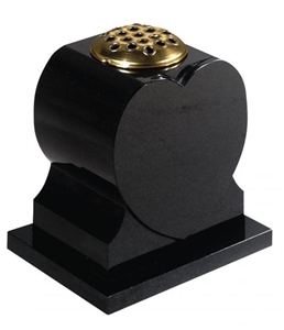 Solid Black Granite 9"X9"X9" Heart Shaped Vase and Base