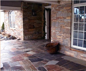Rust Slate Flagstone Deck Pavers, Flagstone Garden Wall