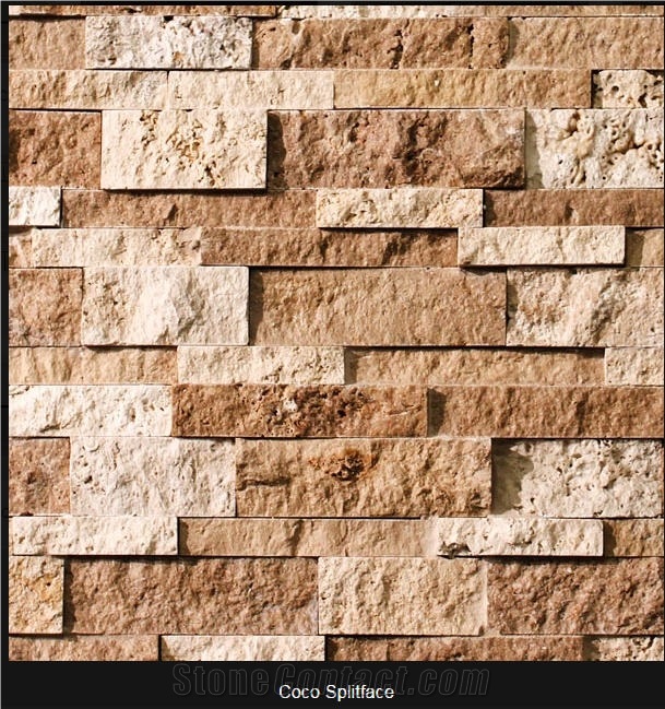 Coco Splitface - Coco Cubic Honed Travertine Ledge Stone