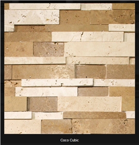 Coco Splitface - Coco Cubic Honed Travertine Ledge Stone
