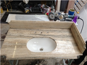 Silver Travertine Custom Bath Top