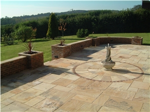 Mint Fossil Patio Paving Circles