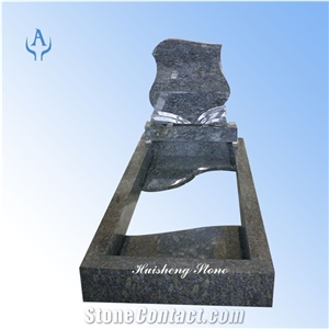 Blue Granite German Tombstone, Butterfly Blue Granite