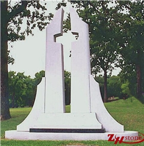 Good Quality Cutom Cross Design Sesame White/ G603/ Light Gray Granite Western Style Monuments/ Upright Monuments/ Monument Design/ Cross Tombstones/ Custom Monuments