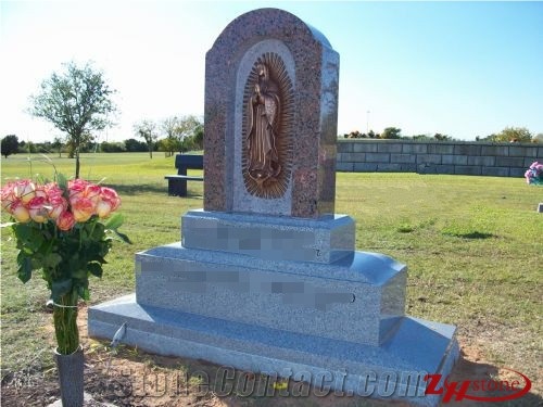 Good Quality Oval Top Column Style Dark Gray/ Impala Black/ G654 Granite Tombstone Design/ Western Style Monuments/ Upright Monuments/ Monument Design/ Western Style Tombstones