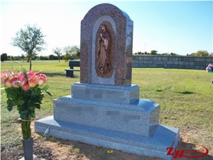 Good Quality Oval Top Column Style Dark Gray/ Impala Black/ G654 Granite Tombstone Design/ Western Style Monuments/ Upright Monuments/ Monument Design/ Western Style Tombstones