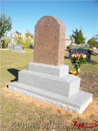 Good Quality Oval Top Column Style Dark Gray/ Impala Black/ G654 Granite Tombstone Design/ Western Style Monuments/ Upright Monuments/ Monument Design/ Western Style Tombstones