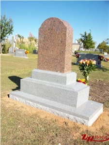 Good Quality Oval Top Column Style Dark Gray/ Impala Black/ G654 Granite Tombstone Design/ Western Style Monuments/ Upright Monuments/ Monument Design/ Western Style Tombstones
