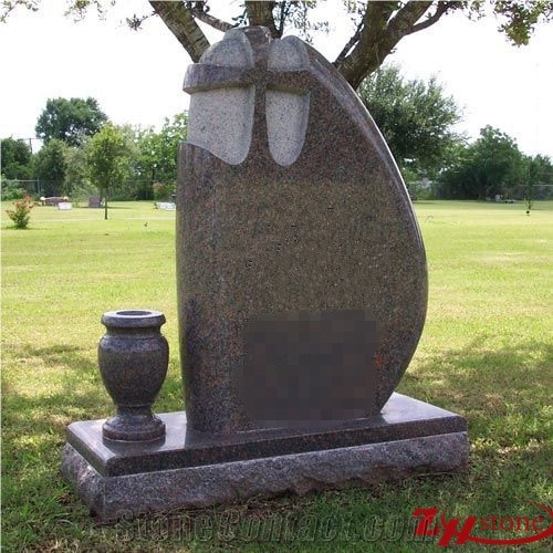 Good Quality Oval Top Column Style Dark Gray/ Impala Black/ G654 Granite Tombstone Design/ Western Style Monuments/ Upright Monuments/ Monument Design/ Western Style Tombstones