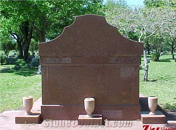 Good Quality Polished Asian Style Indian Red/ Imperial Red Granite Tombstone Design/ Western Style Monuments/ Upright Monuments/ Headstones/ Monument Design