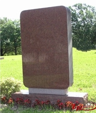 Good Quality Polished Bench Style Indian Red/ Imperial Red Granite Tombstone Design/ Western Style Monuments/ Upright Monuments/ Headstones/ Monument Design