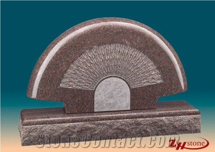 Good Quality Round Corners Straight Design Indian Red/ Imperial Red Granite Western Style Monuments/ Upright Monuments/ Headstones/ Gravestone/ Custom Monuments