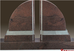 Good Quality Unique Design Multicolor Red Granite Tombstone Design/ Western Style Monuments/ Upright Monuments/ Headstones/ Monument Design