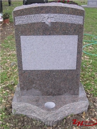 Own Factory Traditional Oval Top with Side Vases Georgia Grey/ Sesame White/ G603 Granite Western Style Monuments/ Upright Monuments/ Single Monuments/ Cemetery Tombstones/ Gravestone