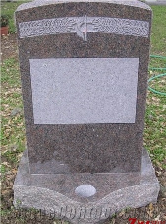 Traditional Design Oval Top with Vase Whole Dakota Mahogany Granite Tombstone Design/ Monument Design/ Western Style Monuments/ Upright Monuments/ Headstones