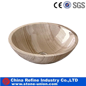 Coffee Brown Travertine Basins , Polished Sinks Sale , Good Price Marble Sinks