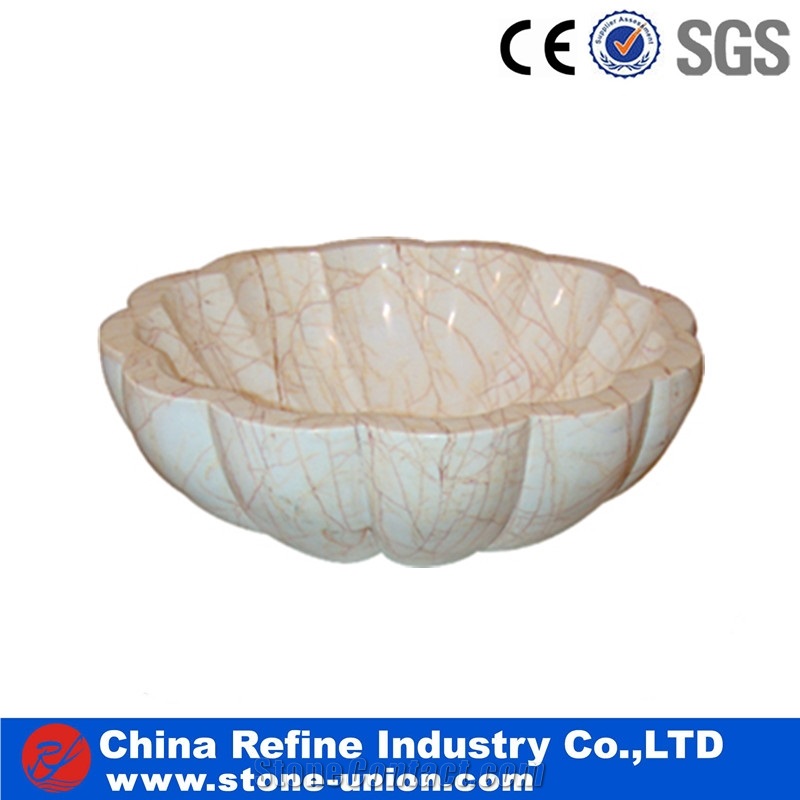Counter Wash Basins , White Onyx with Red Veins Marble Sinks , Modern Western Style Decorated Basin in Hot Market