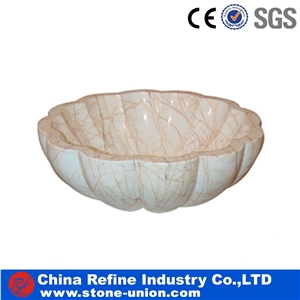 Counter Wash Basins , White Onyx with Red Veins Marble Sinks , Modern Western Style Decorated Basin in Hot Market