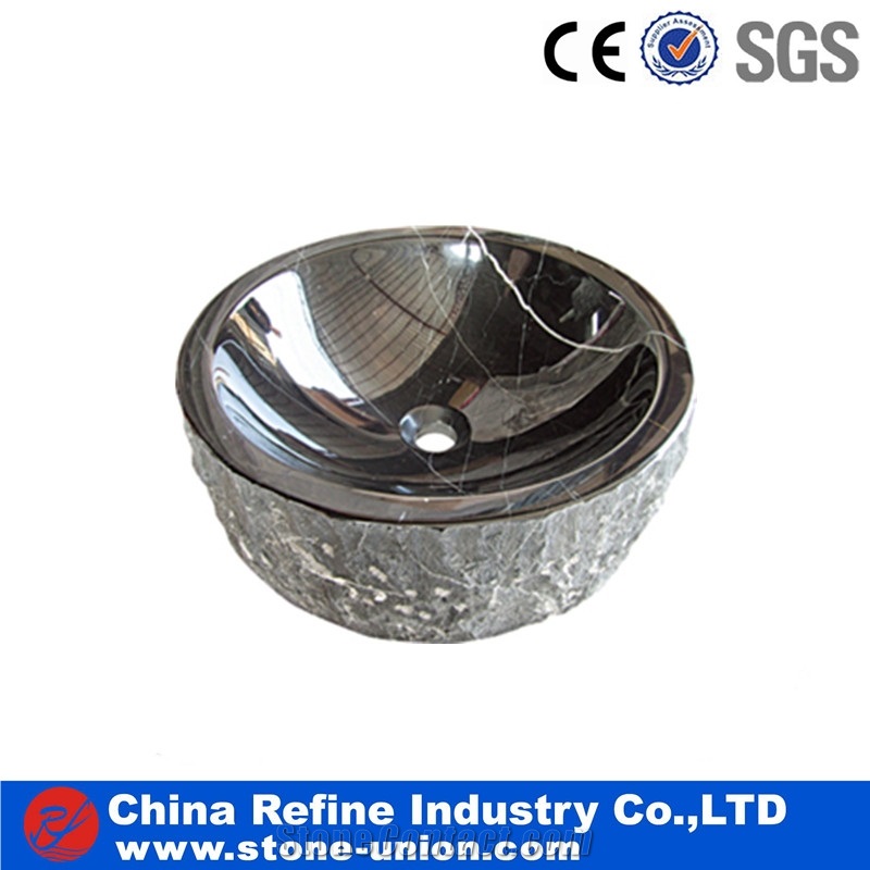 Marble Basins with White Veins , Round Sinks Exporter , Factory Direct Sale Basins