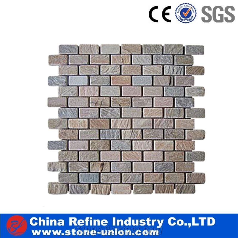 Natural Grey Natural Slate Mosaic,High Quality Slate Mosaic
