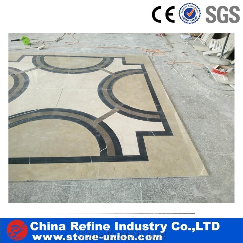 Square Colorful Marble Water Jet Medallion Or Water