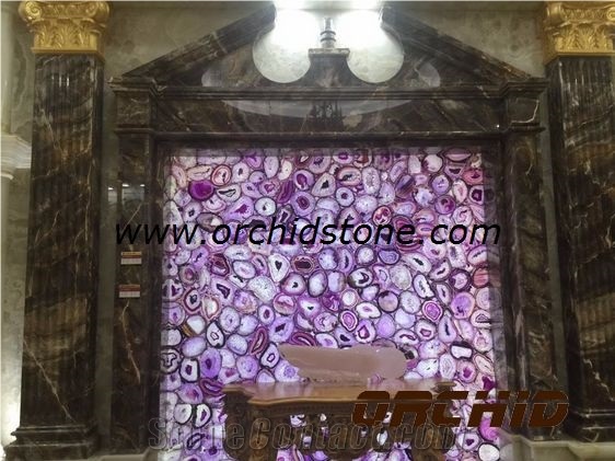 Agate Lilac Semi Precous Stone Hotel Wall Cladding Tiles,Agate Lilac Gemstone Hotel Lobby Wall Cladding Tiles,Agate Grey Semi Precious Stone Decorative Wall Cladding Tiles