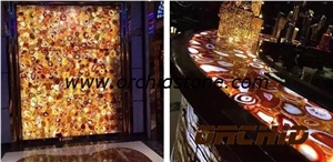 Agate Yellow Semiprecious Stone Bar Tops,Agate Yellow Gemstone Backlit Island Tops,Worktops,Counter,Decorative Table Tops