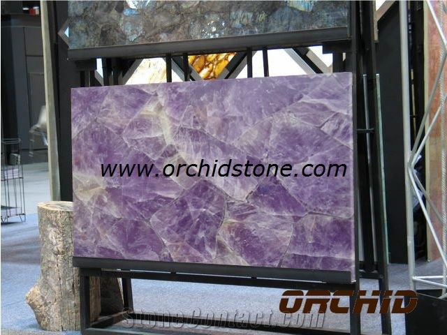 Amethyst Tiles & Slab /Amethyst Backlit Semiprecious /Purple Crystal Semiprecious Wall Tiles /Lilac Crystal Smiprecious Flooring Tiles /Purple Crystal Gemstone Slab /Purple Crystal Gemstone Panels