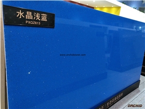 Silver Blue Quartz Slabs & Tiles,Crystal Blue Quartz/Solid Surface Flooring Tiles,Blue Galaxy Engineered Stone for Countertops,Vanity Tops,Bar Tops,Star Galaxy Blue Artificial Stone Kitchen Counter
