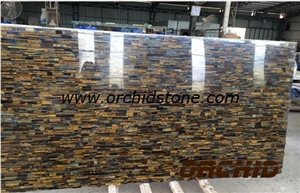 Yellow Tiger Eye Semiprecious Stone with Different Design/Semi-Precious Stone Slab&Tile&Customized/Semi Precious Stone Slab for Wall Cladding&Flooring/Semi-Precious Stone Panel/Interior Decoration