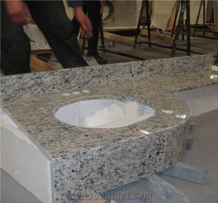 Brazilian Giallo Cecilia Granite Bathroom Countertops, Bath Vanity Tops