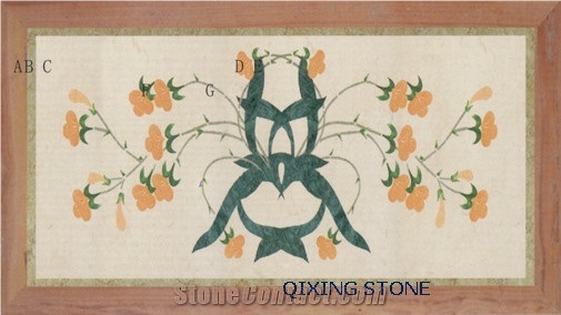 Flower Marble Waterjet Medallion Pattern Tiles Rectangle
