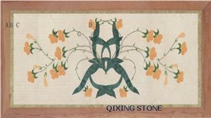 Flower Marble Waterjet Medallion Pattern Tiles Rectangle