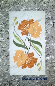 Flower Marble Waterjet Medallion Pattern Tiles Rectangle