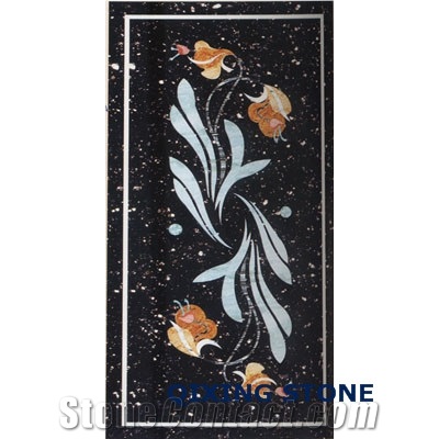 Flower Marble Waterjet Medallion Pattern Tiles Rectangle