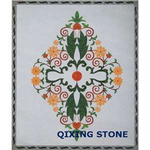 Flower Marble Waterjet Medallion Pattern Tiles Rectangle