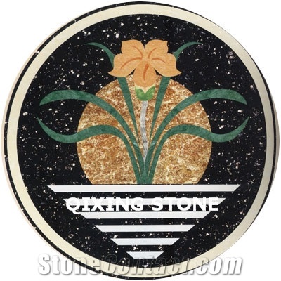 Flower Marble Waterjet Medallion Pattern Tiles Round
